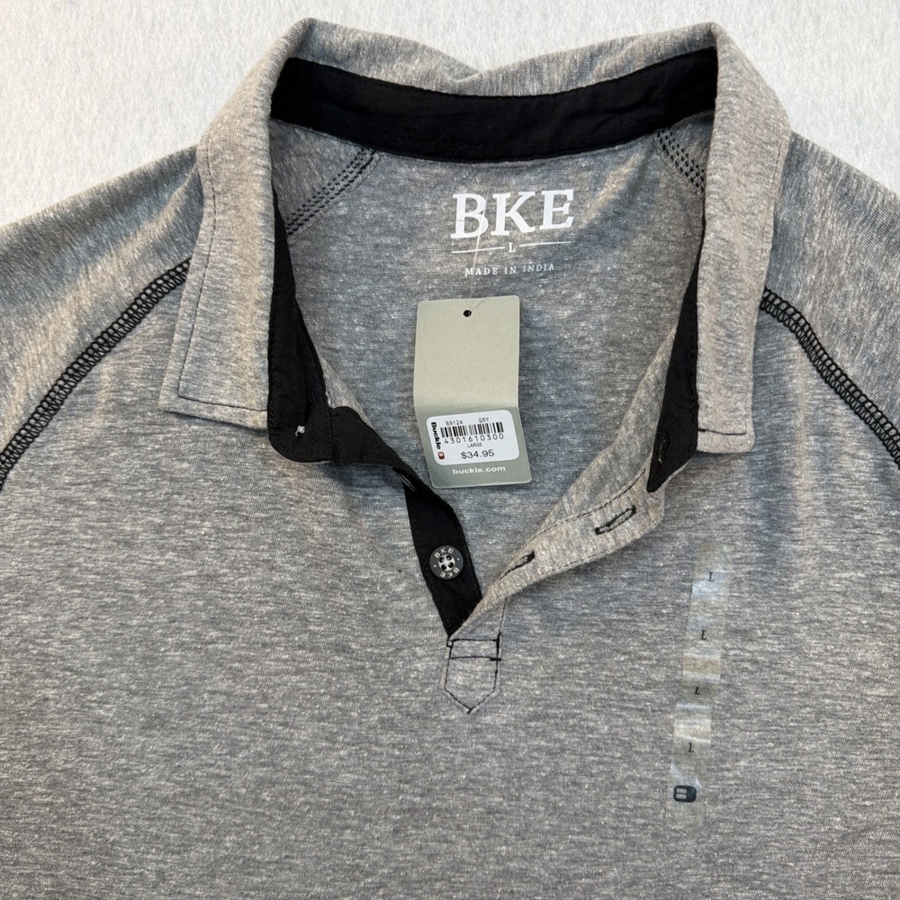 BKE Mens Size Large Simon Polo Shirt Grey Short Sleeve Cotton B9124 New W/ Tags